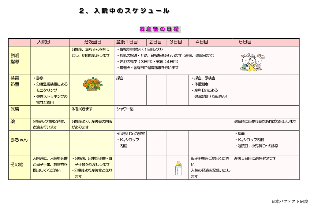 入院中の生活 | 私達が考える お産・分娩とは | 京都市左京区 総合病院